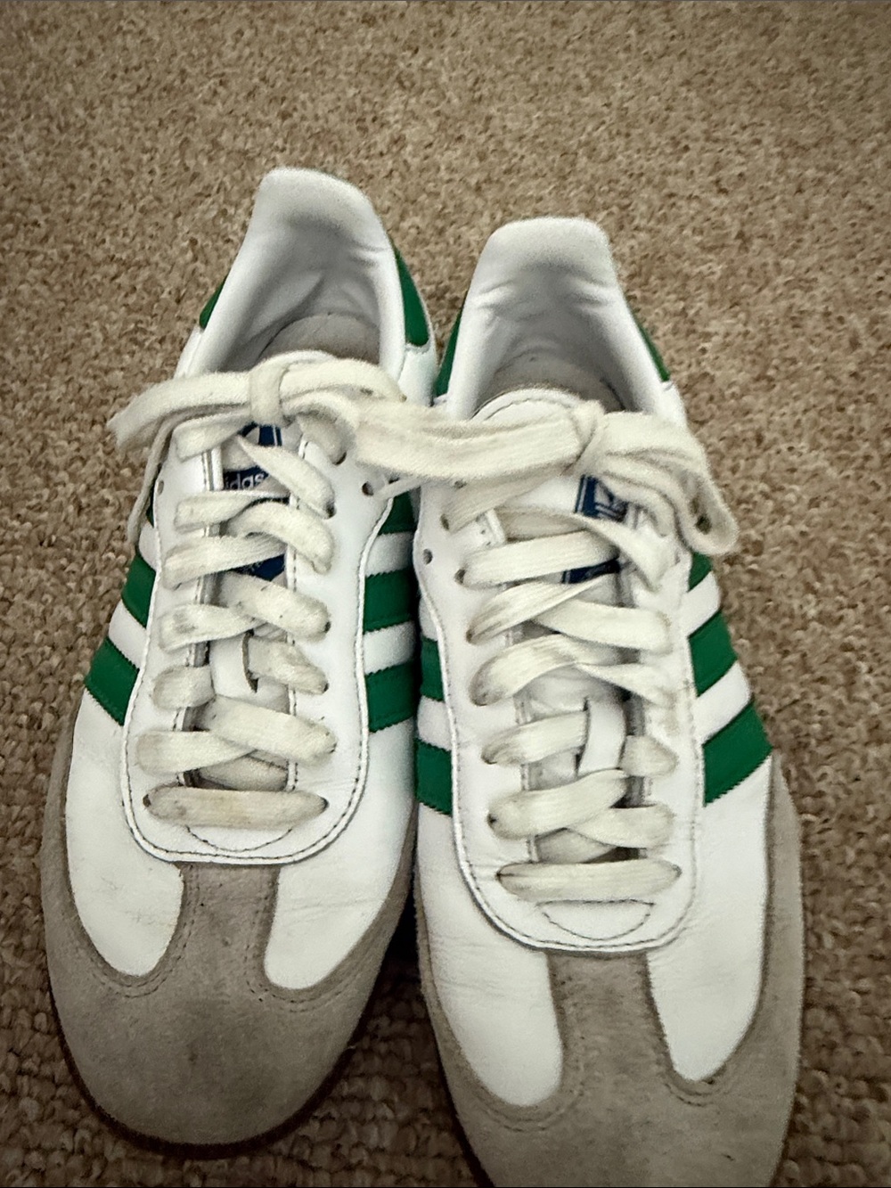adidas Men’s White Sneakers with Green Stripes